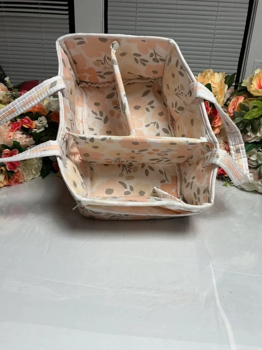 Trend Lab Floral Diaper Caddy Nursery Organizer Removable Dividers